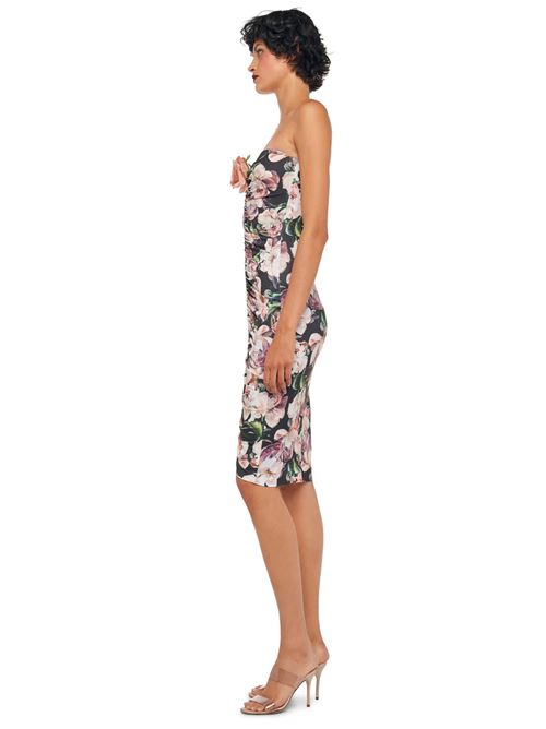 strapless shirred front dress to knee NORMA KAMALI | KK1253PLD89670PEONY